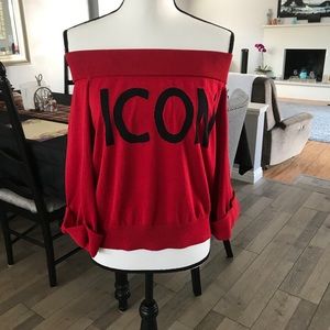 NY & Company Red Cold Shoulder Top.